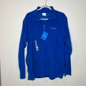 NWT Columbia men’s fleece pullover blue quarter zip lightweight long sleeve